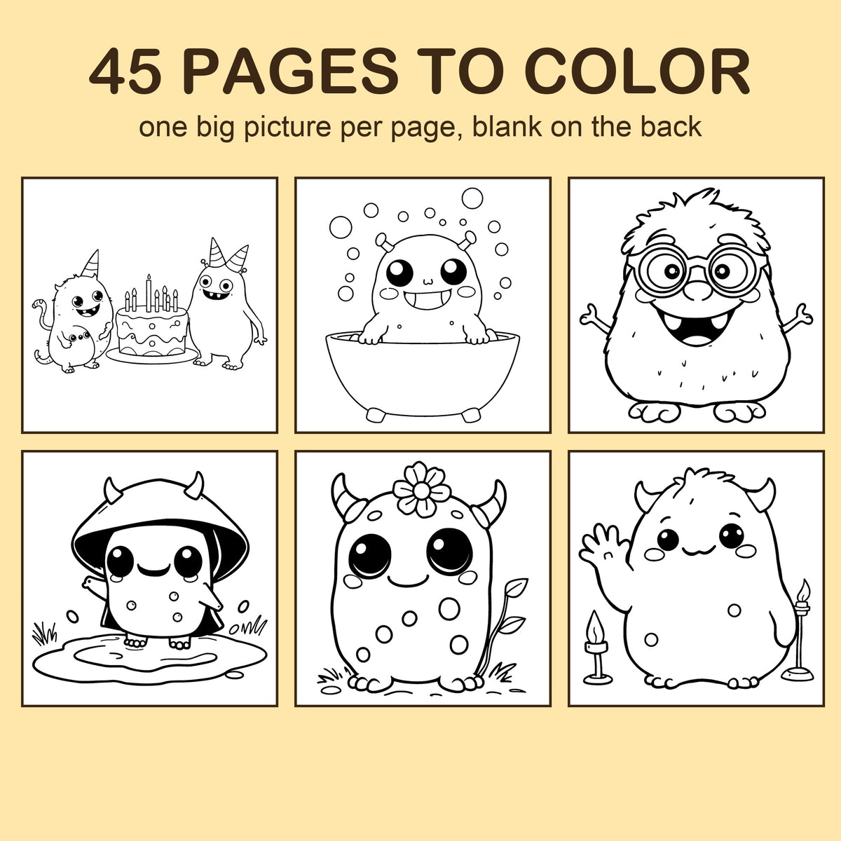 Preview strip of coloring pages from Little Monsters