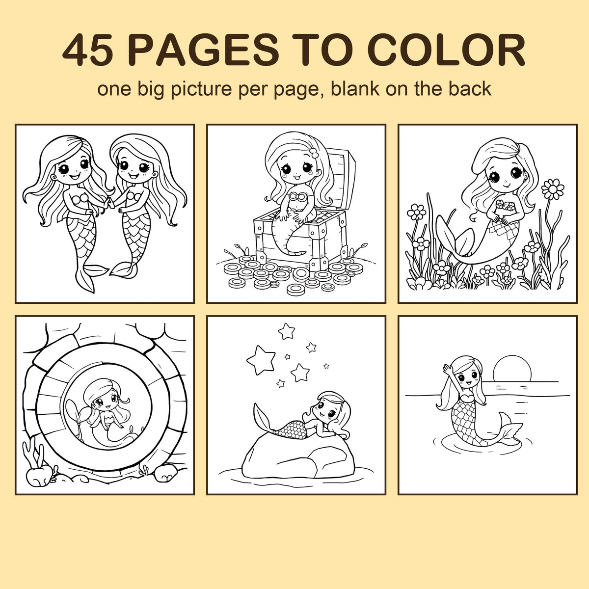 Preview strip of coloring pages from Mermaid Friends