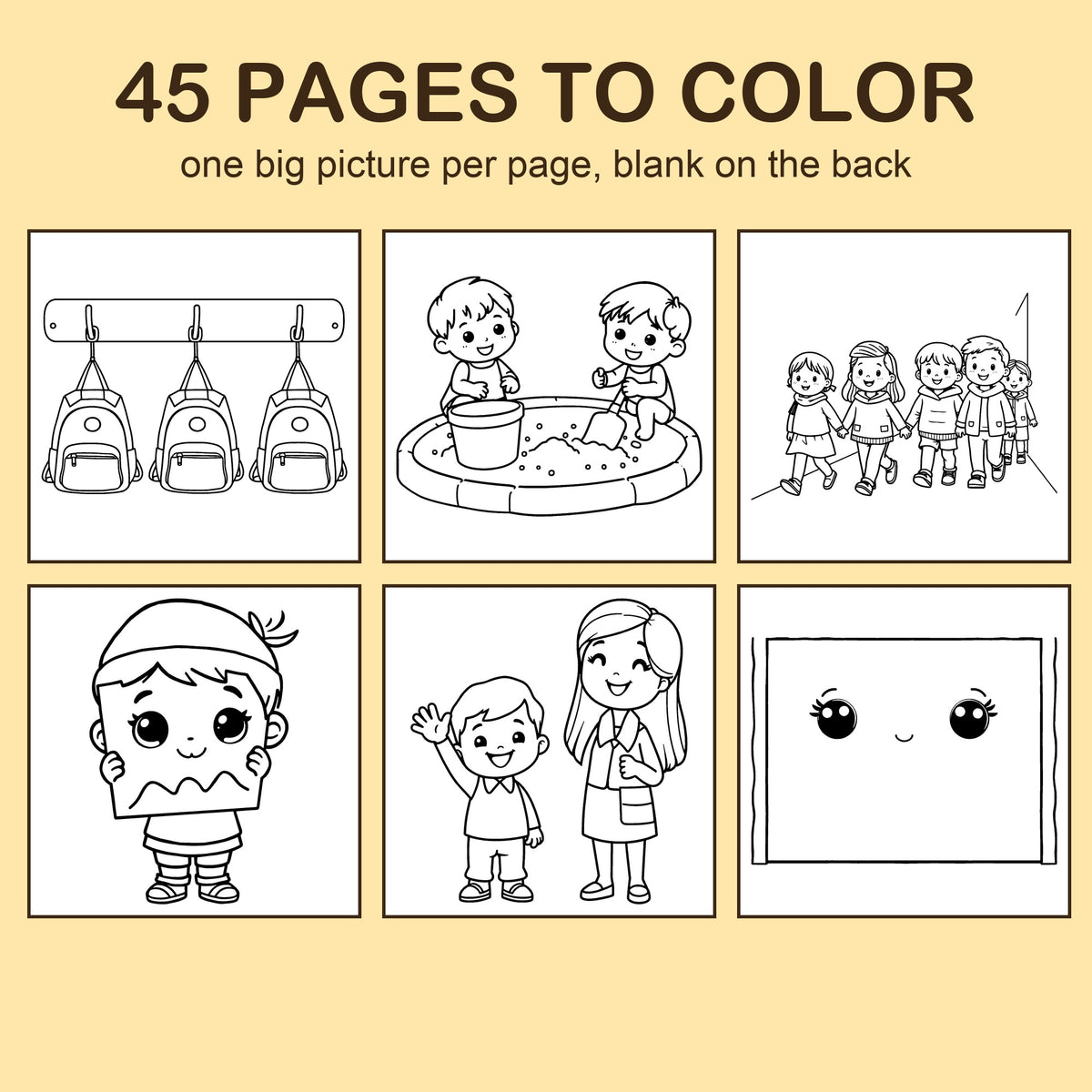 Preview strip of coloring pages from My First Day of School