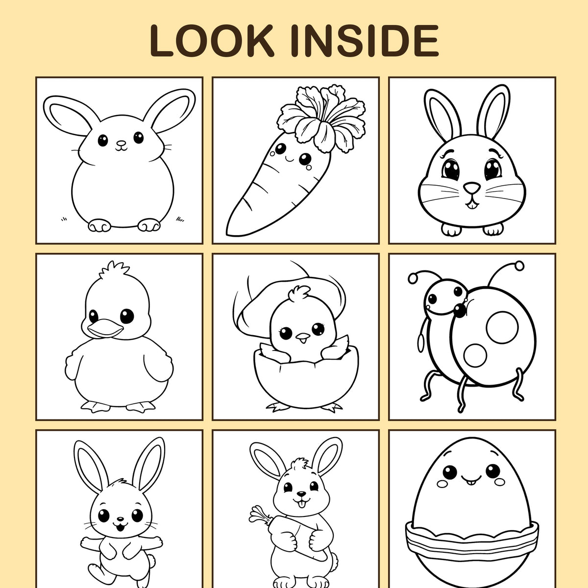 Look inside My First Easter: a sample coloring page with thick, bold outlines