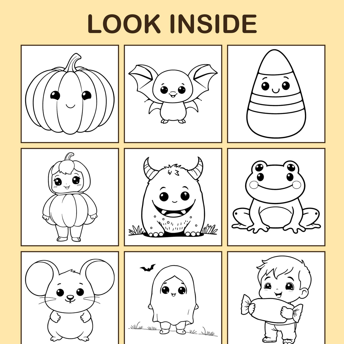 Look inside My First Halloween: a sample coloring page with thick, bold outlines