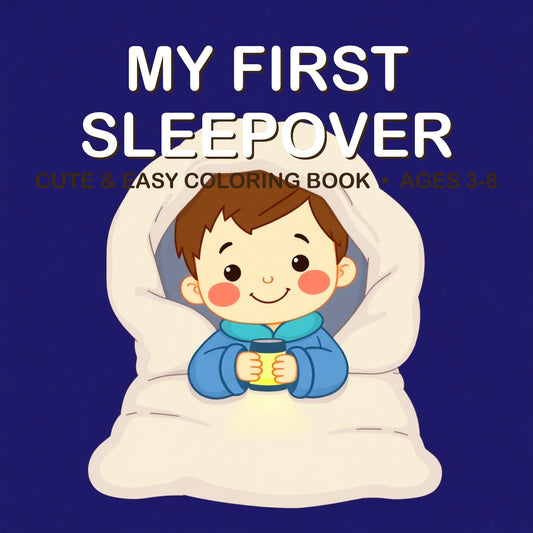 Cover of the My First Sleepover coloring book for kids ages 3-8
