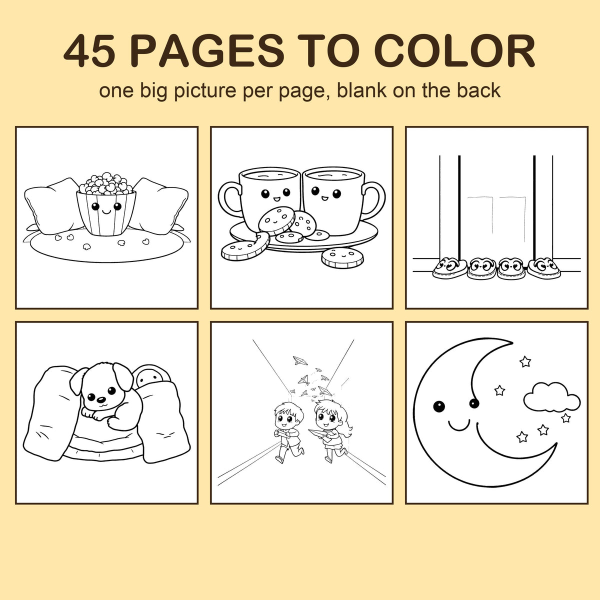 Preview strip of coloring pages from My First Sleepover