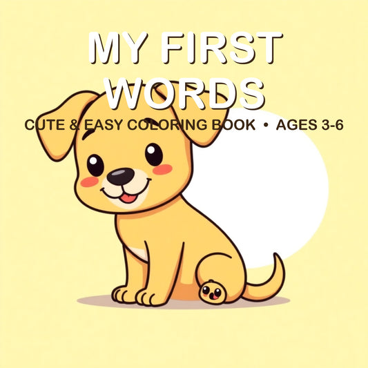 Cover of the My First Words coloring book for kids ages 3-6