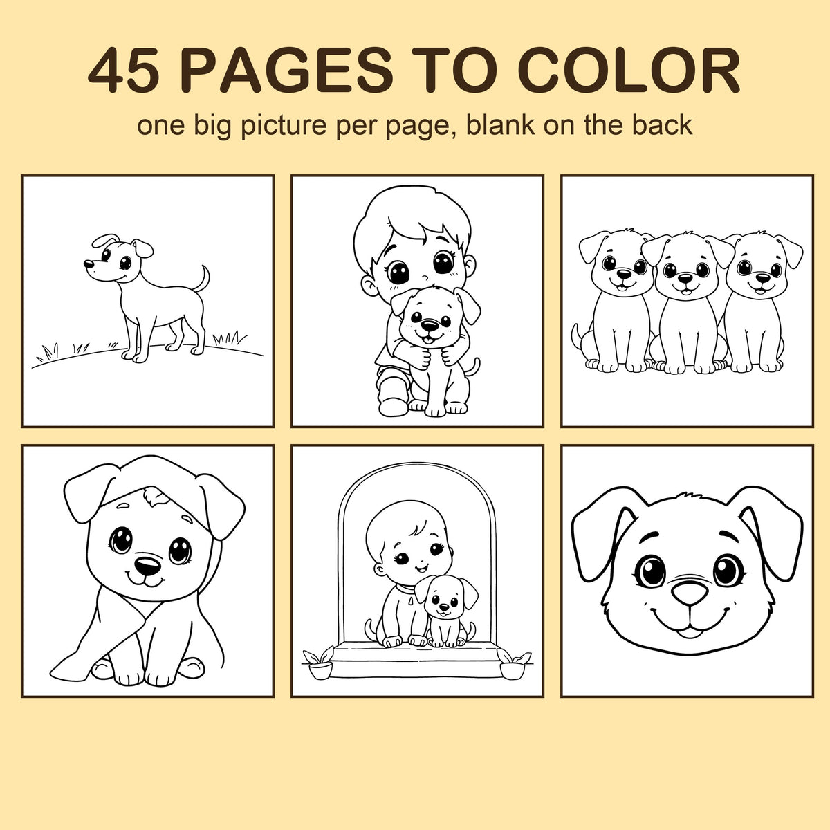 Preview strip of coloring pages from My New Puppy