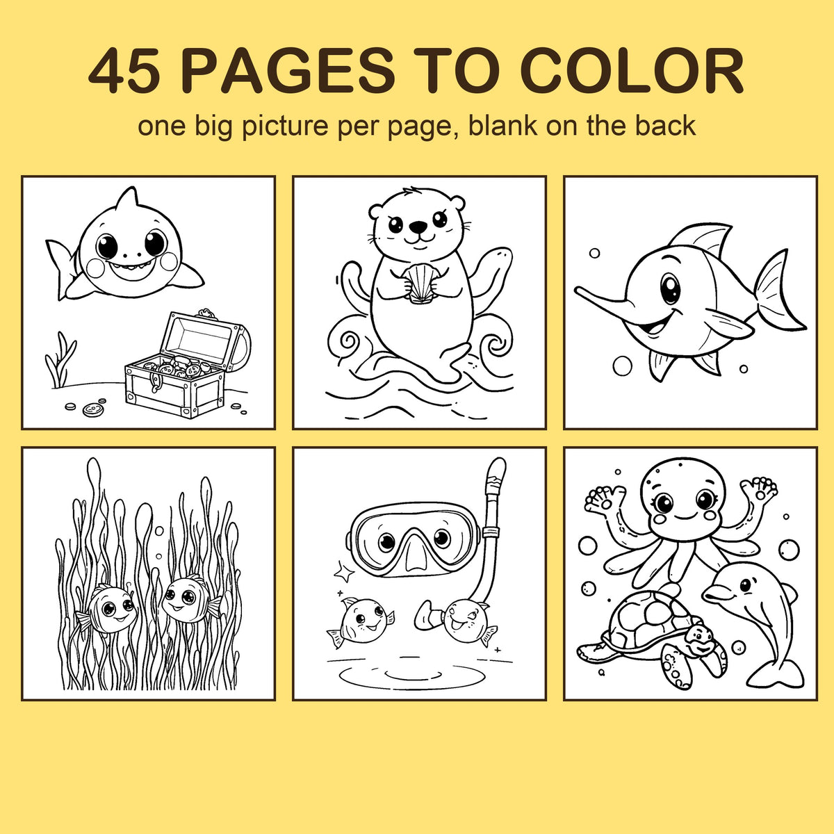 Preview strip of coloring pages from Ocean Friends