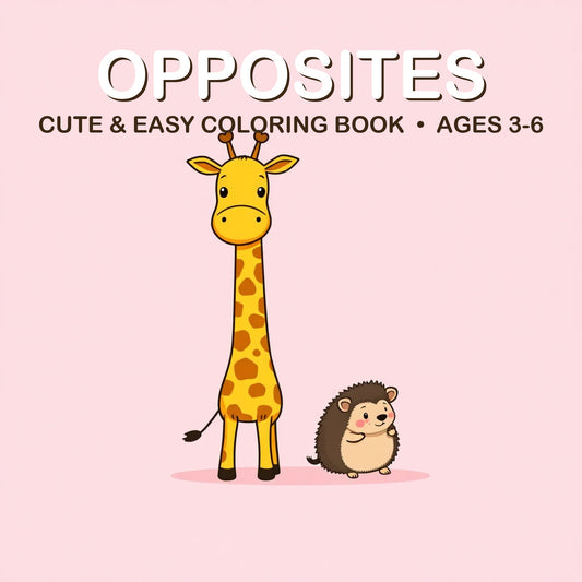 Cover of the Opposites coloring book for kids ages 3-6