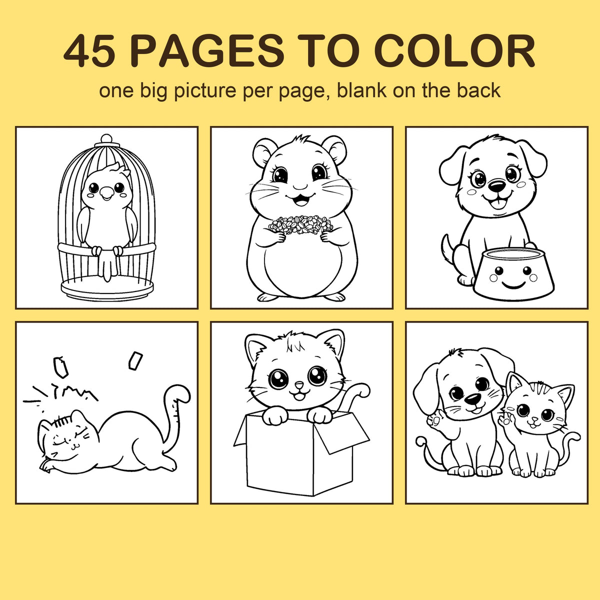 Preview strip of coloring pages from Pet Pals