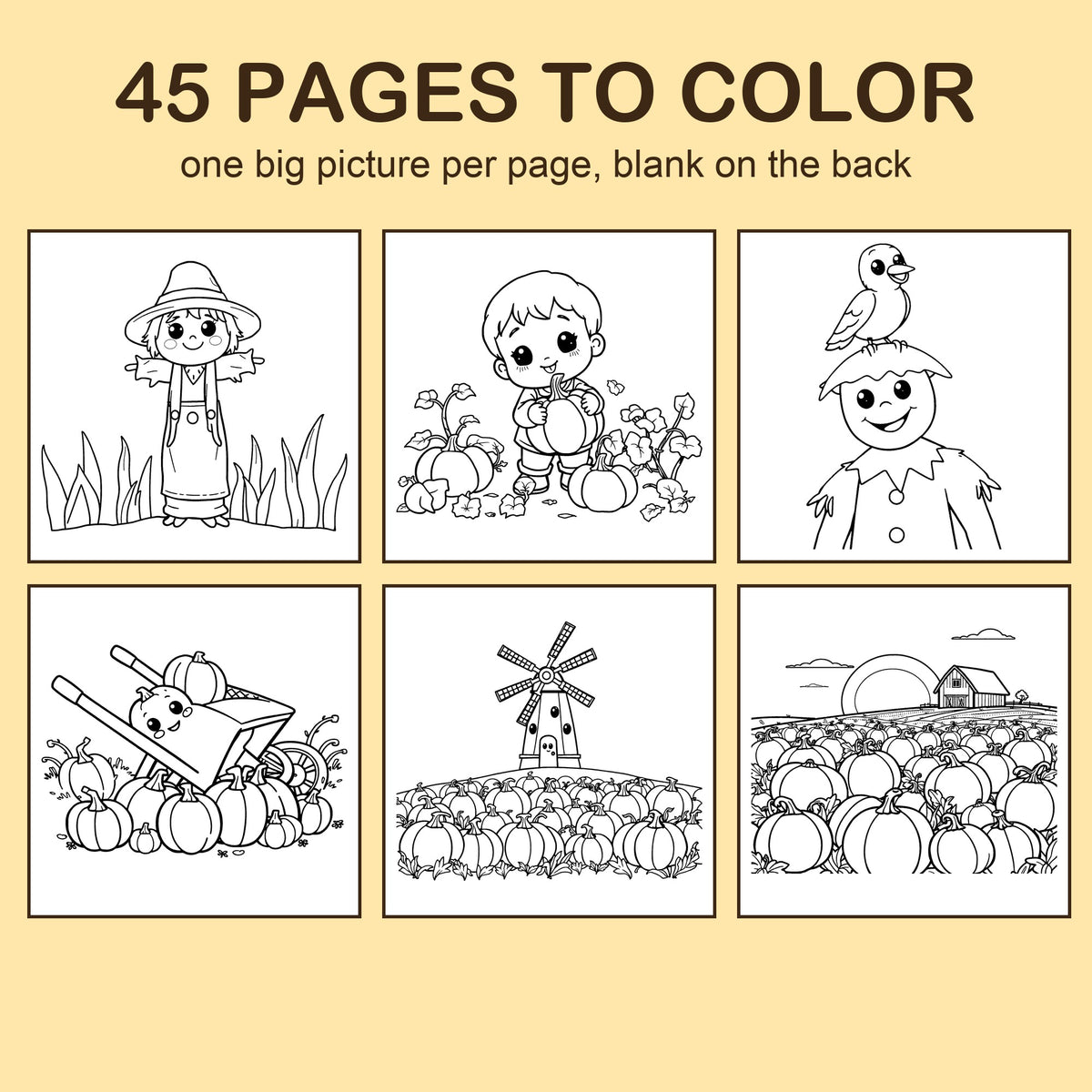 Preview strip of coloring pages from Pumpkin Patch