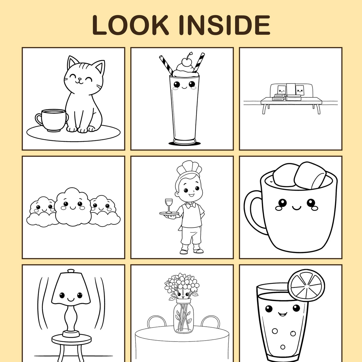 Look inside Quiet Time Out: a sample coloring page with thick, bold outlines