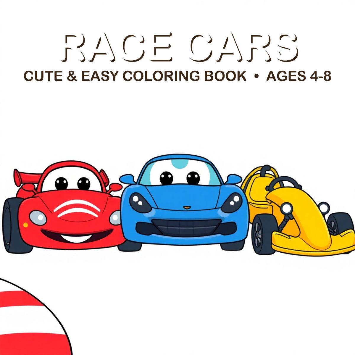 Cover of the Race Cars coloring book for kids ages 4-8