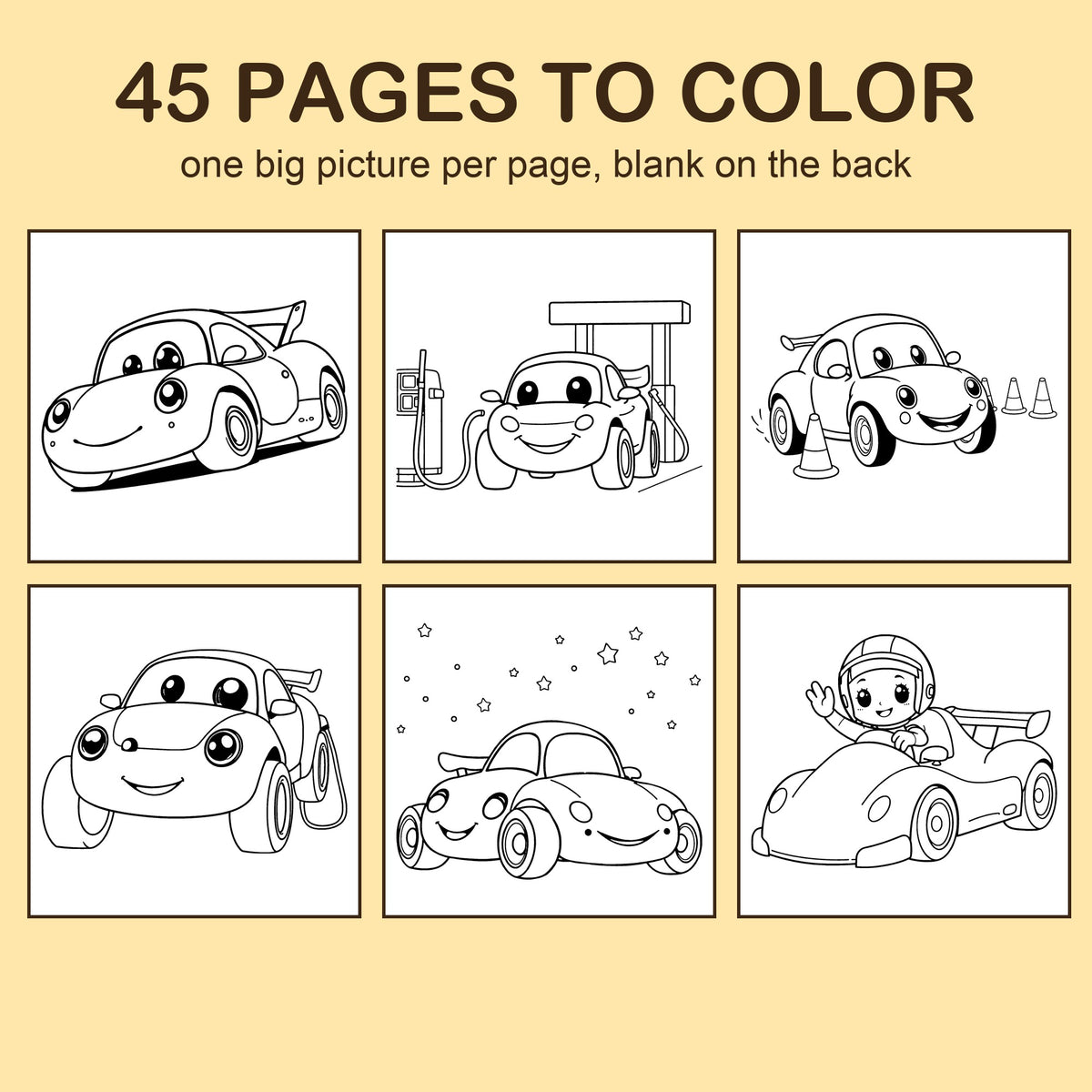 Preview strip of coloring pages from Race Cars