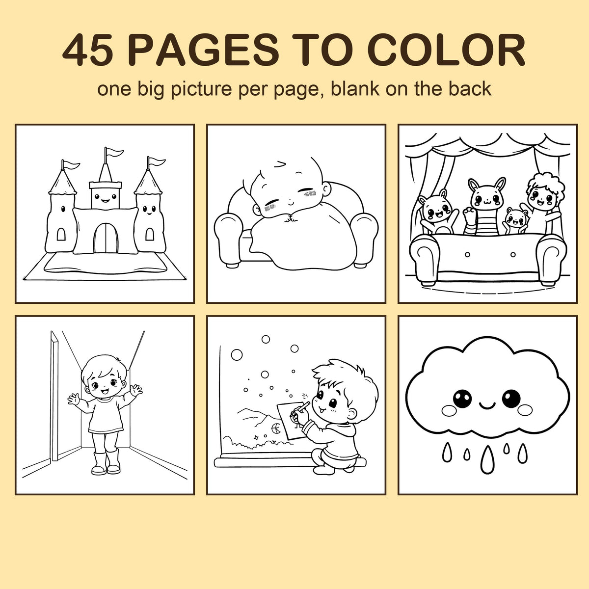 Preview strip of coloring pages from Rainy Day Indoors
