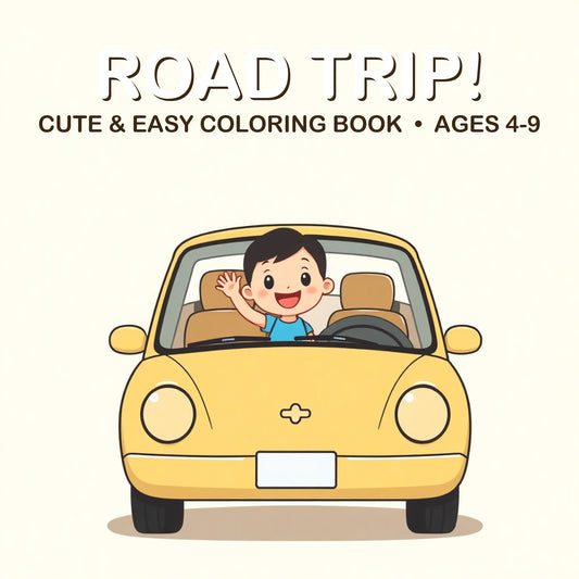 Cover of the Road Trip! coloring book for kids ages 4-9