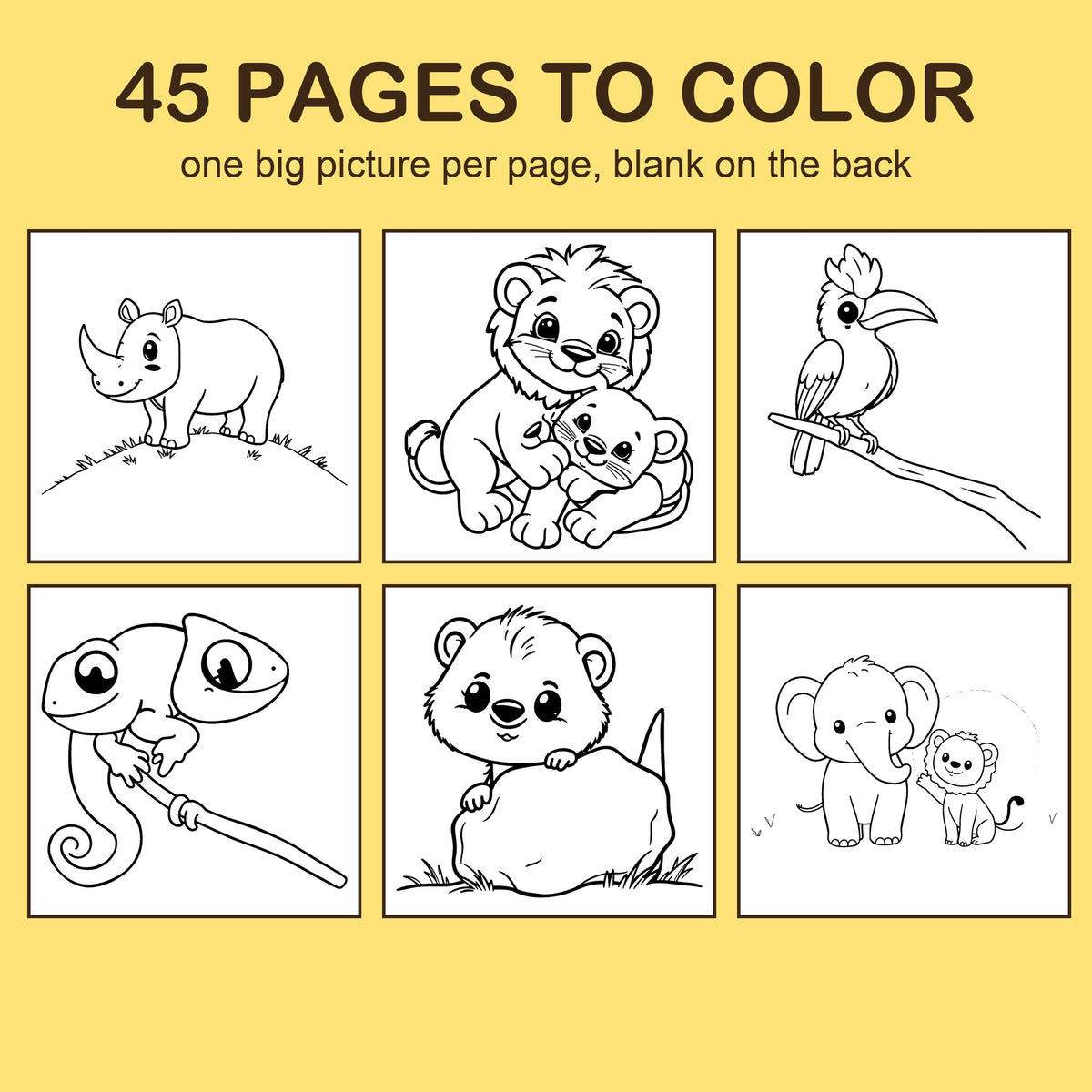 Preview strip of coloring pages from Safari Friends
