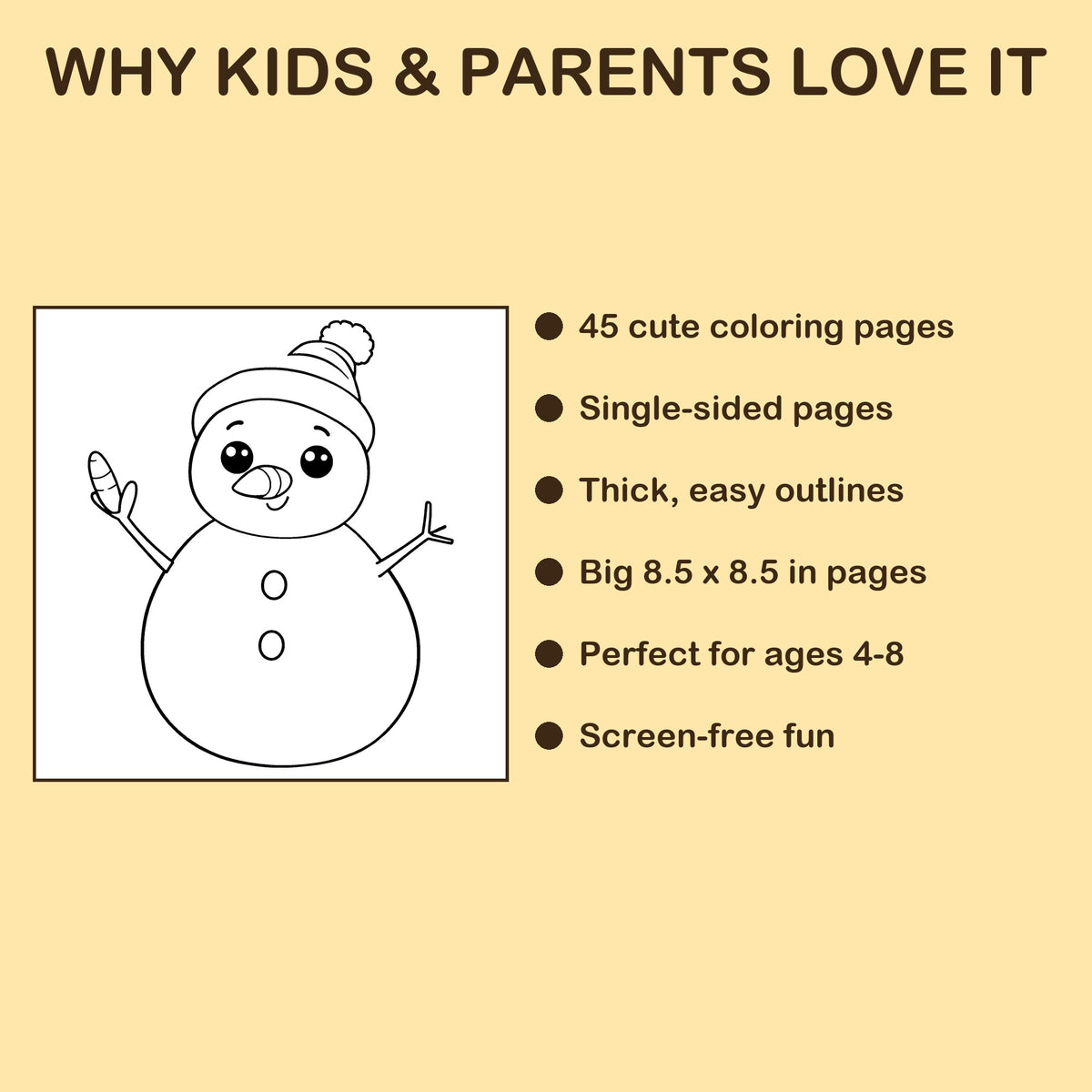 Snowman Party features: 45 single-sided pages, 8.5 x 8.5 inches, ages 4-8