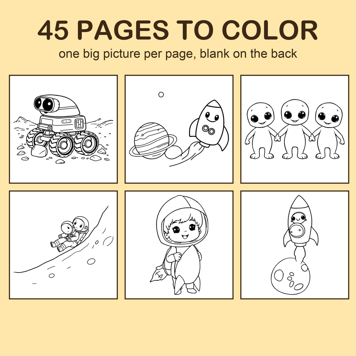 Preview strip of coloring pages from Space & Rockets