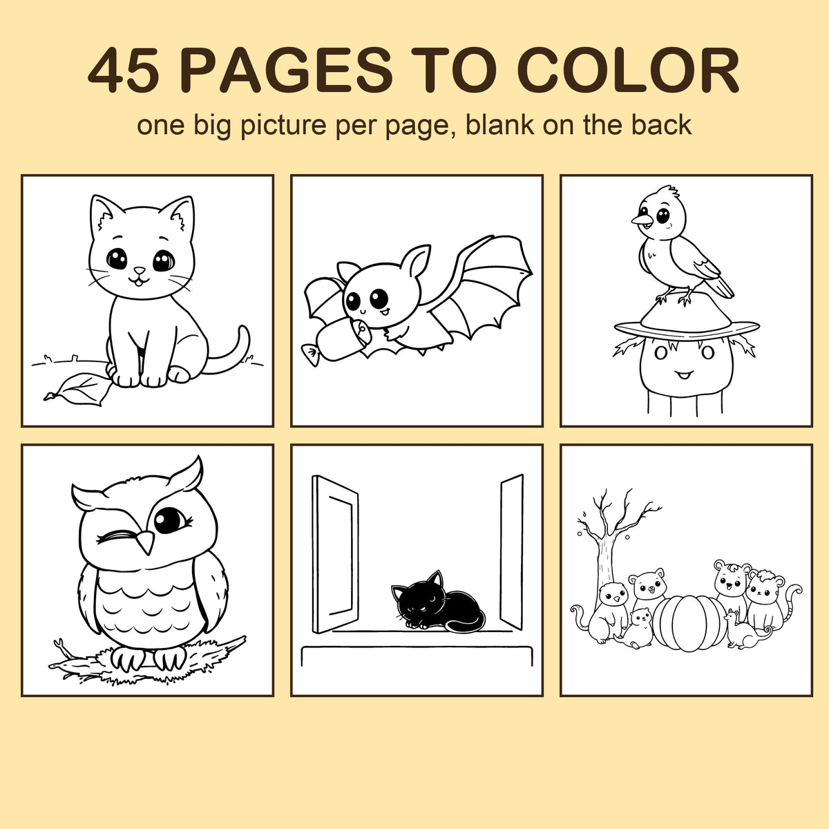 Preview strip of coloring pages from Spooky Animals