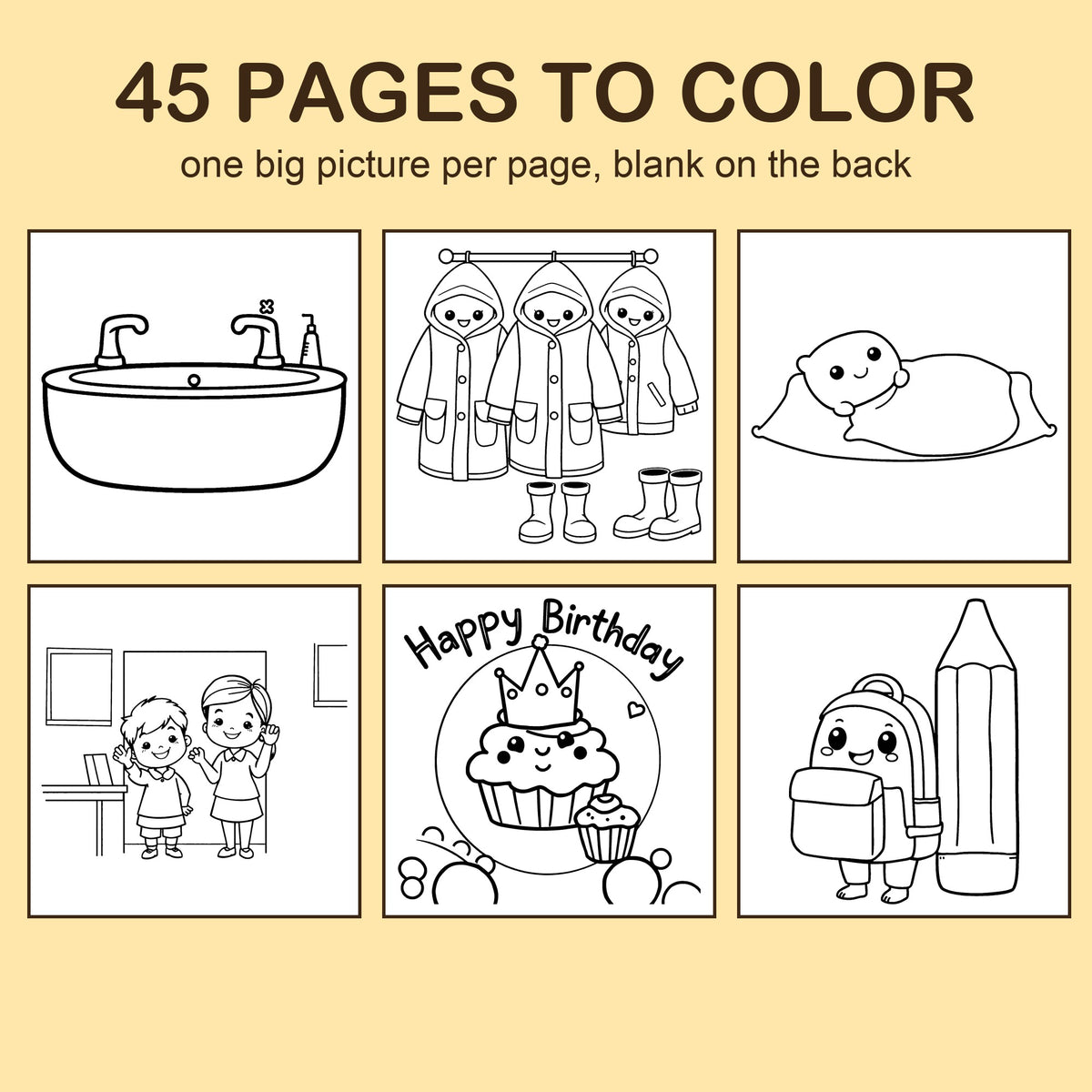 Preview strip of coloring pages from Starting Kindergarten