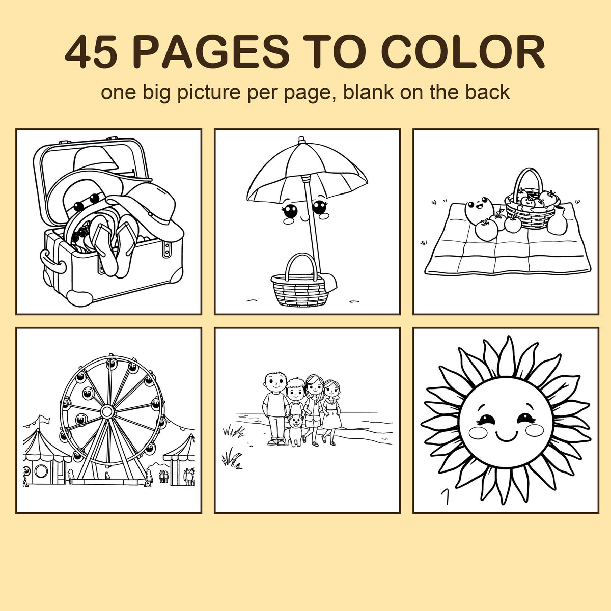Preview strip of coloring pages from Summer Vacation
