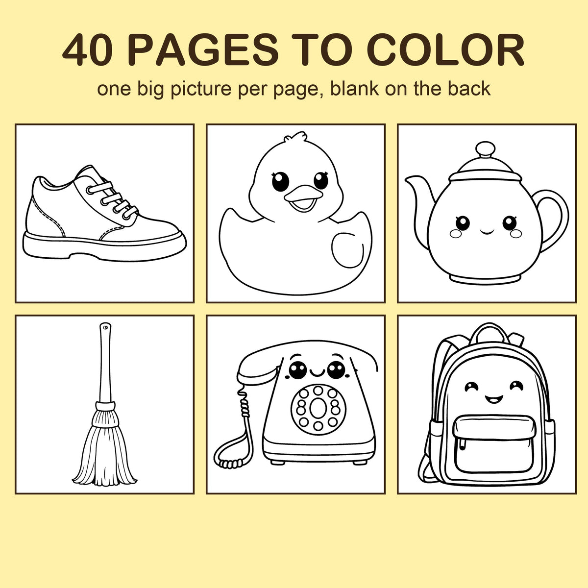 Preview strip of coloring pages from Things at Home