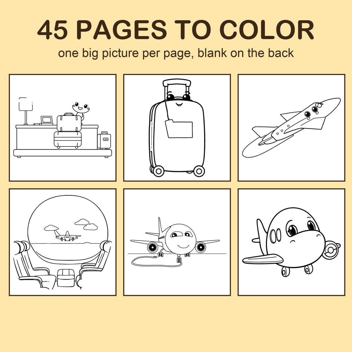 Preview strip of coloring pages from Up in the Airplane